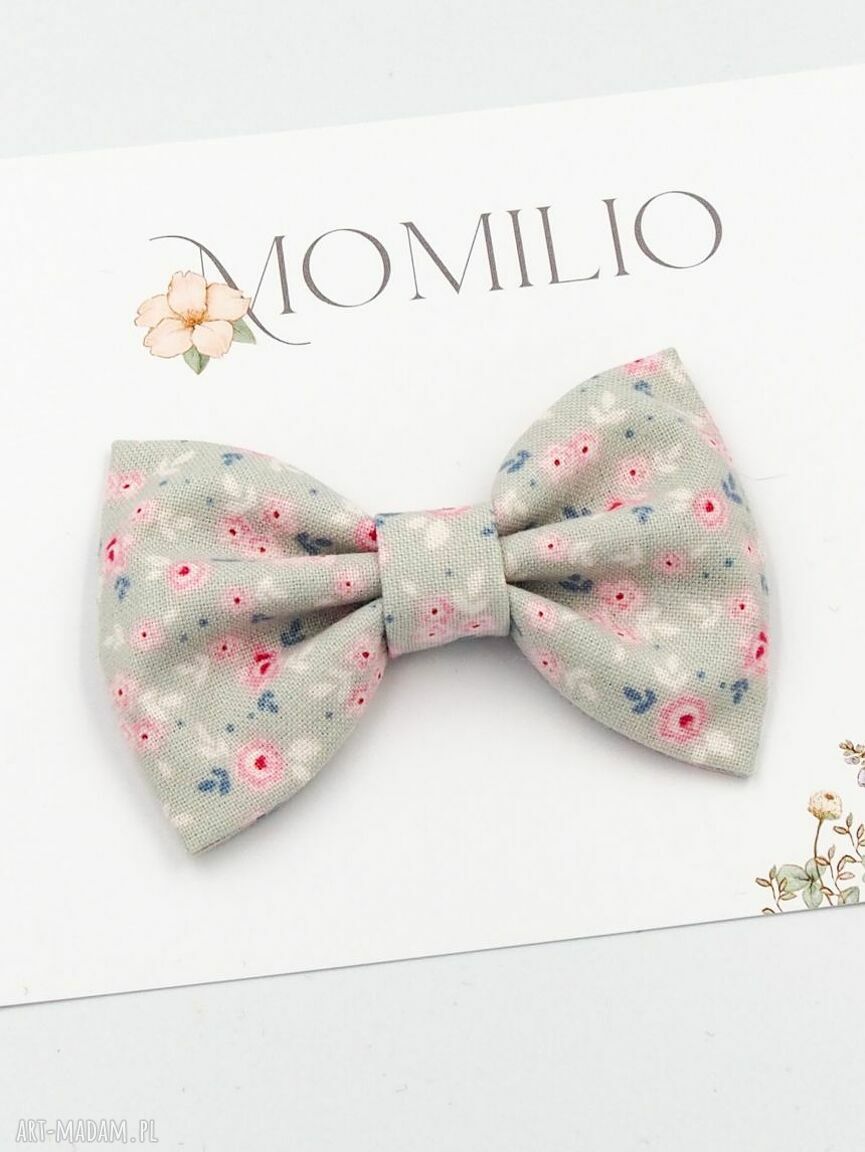 Spinka do włosów z kokardą w różyczki - handmade na klips