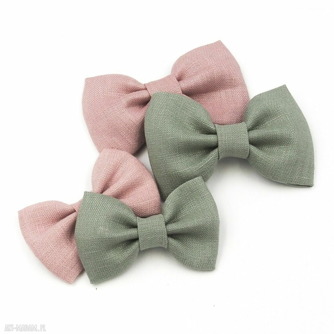 Spinka do włosów zielona kokarda z lnu Linen Bow Sage