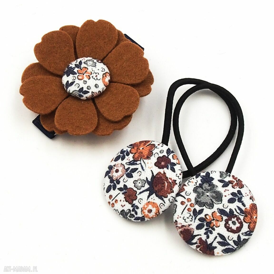 Spinka do włosów Kwiatek Nina - handmade z wełnianego filcu