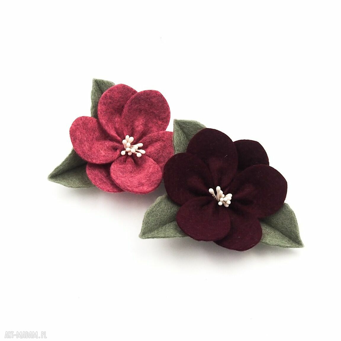 Spinka do włosów kwiatek z filcu burgund (handmade)