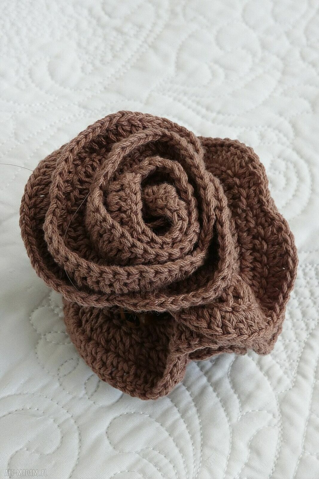 Spinka do włosów handmade - róża na klamrze w zgaszonym brązie