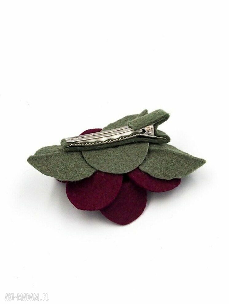 Spinka do włosów kwiatek z filcu merino w kolorze mulberry