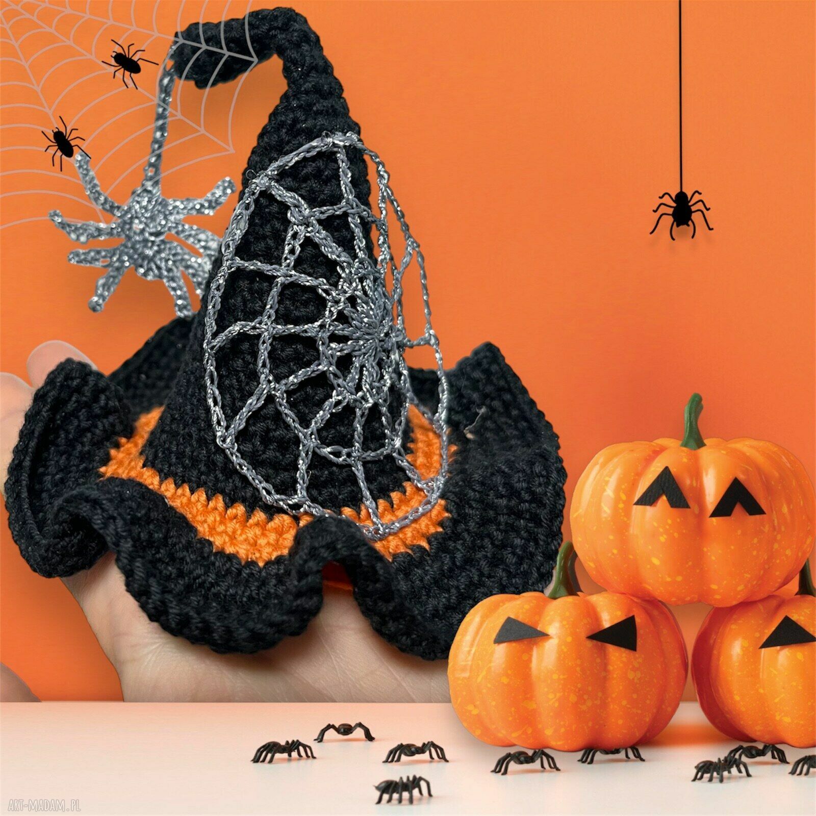 Ręcznie robiona spinka krokodylek - kapelusz wiedźmy na Halloween