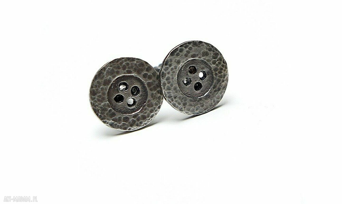 Spinki mankietów guziki vol srebro oksydowane młotkowane