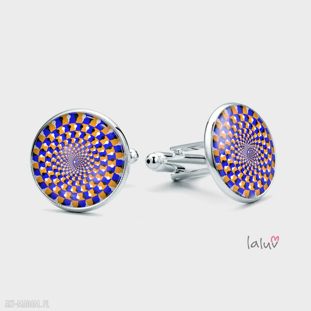 Spinki do mankietów ILLUSION „Złudzenie” - ręcznie robione, srebrne bazy i wypukłe szkło