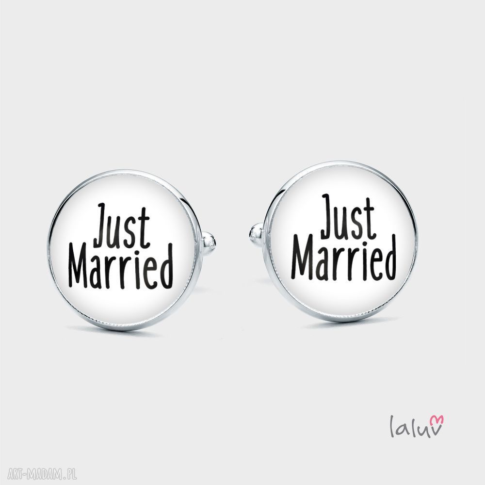 Spinki do mankietów JUST MARRIED - ślubny handmade