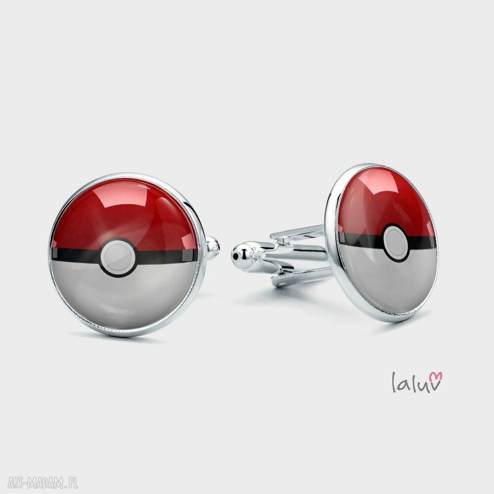 Spinki do mankietów POKEBALL - ręcznie robione dla fana Pokemonów
