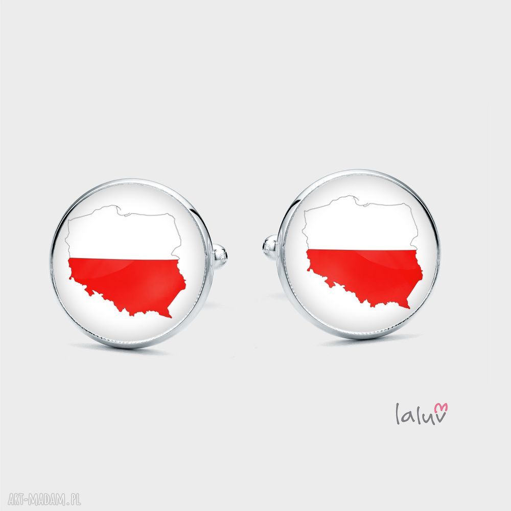 Spinki do mankietów Polska - symbol granicy narodowe - ręcznie wykonane