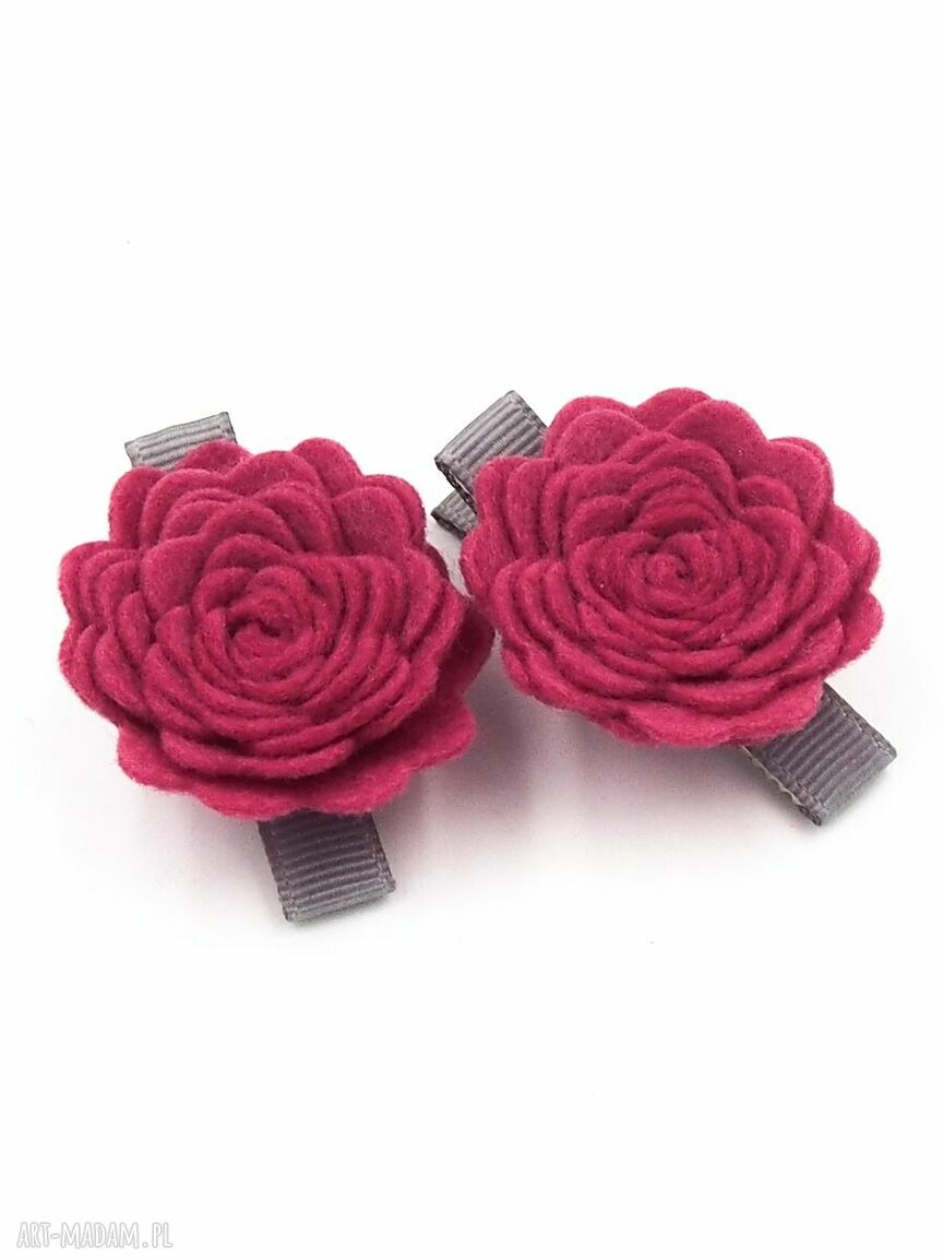 Spinki do włosów Peony Roses z filcu - kwiatowy prezent, który zostaje na dłużej