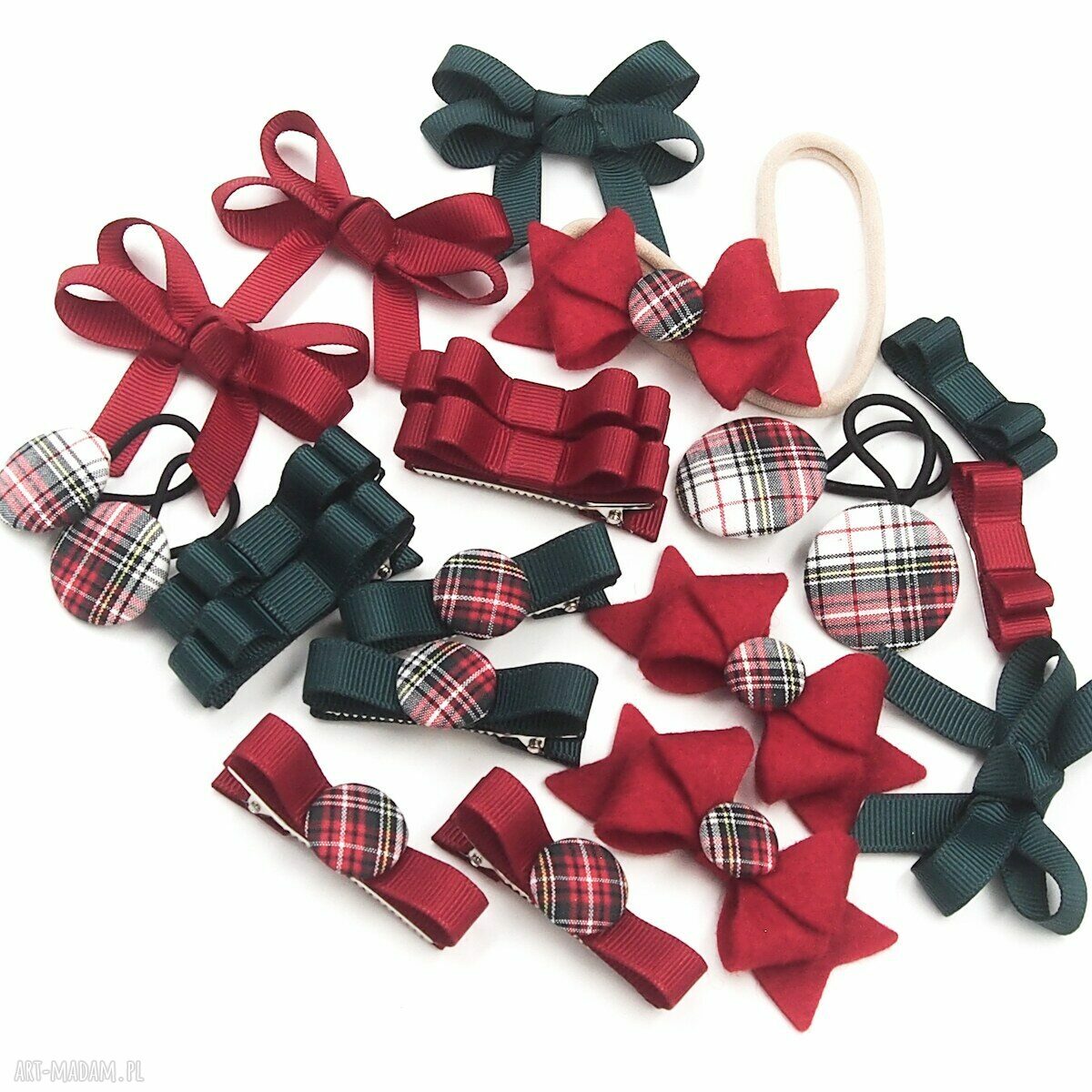 Spinki do włosów Loop Bow Dark Red - zestaw bordowych kokardek
