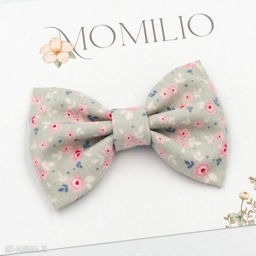 Spinka do włosów z kokardą w różyczki - handmade na klips
