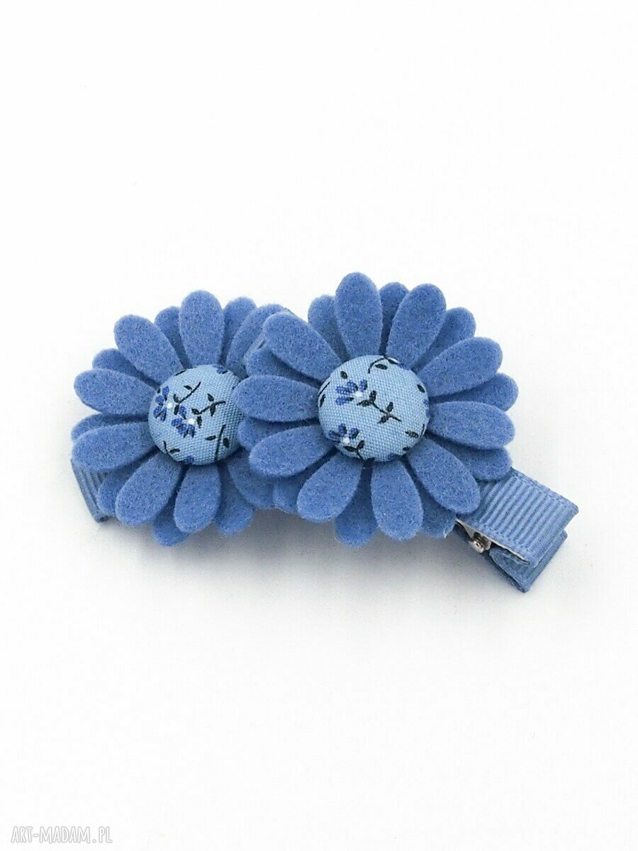 Spinki do włosów Flowers Blue Little Flowers dla dziewczynki - zestaw 2 szt. kwiatki z filcu