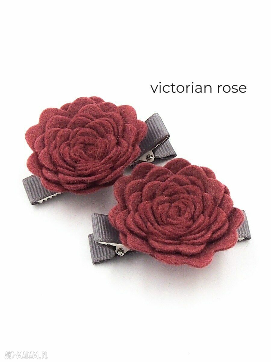 Spinki do włosów różyczki z filcu Victorian Rose - zestaw 2 szt.