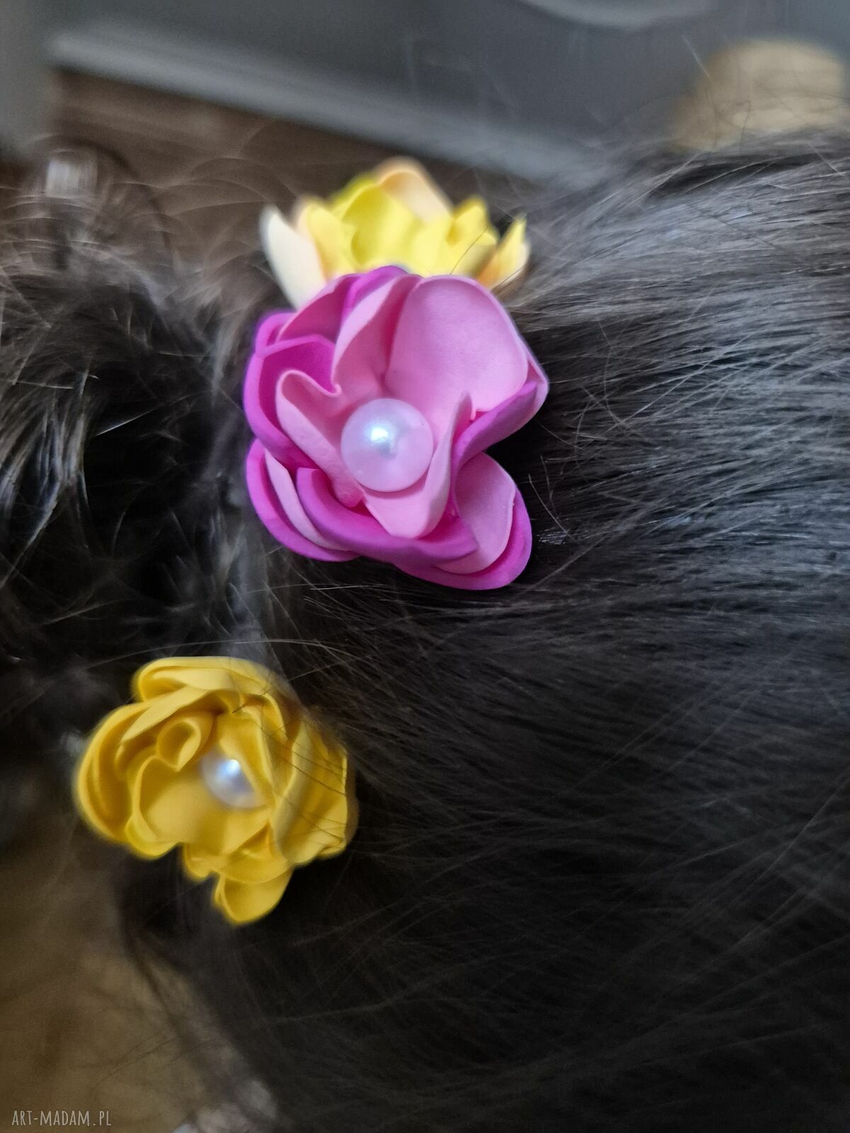 Spinki do włosów do wpięcia w kok typu szpilki - kwiaty handmade