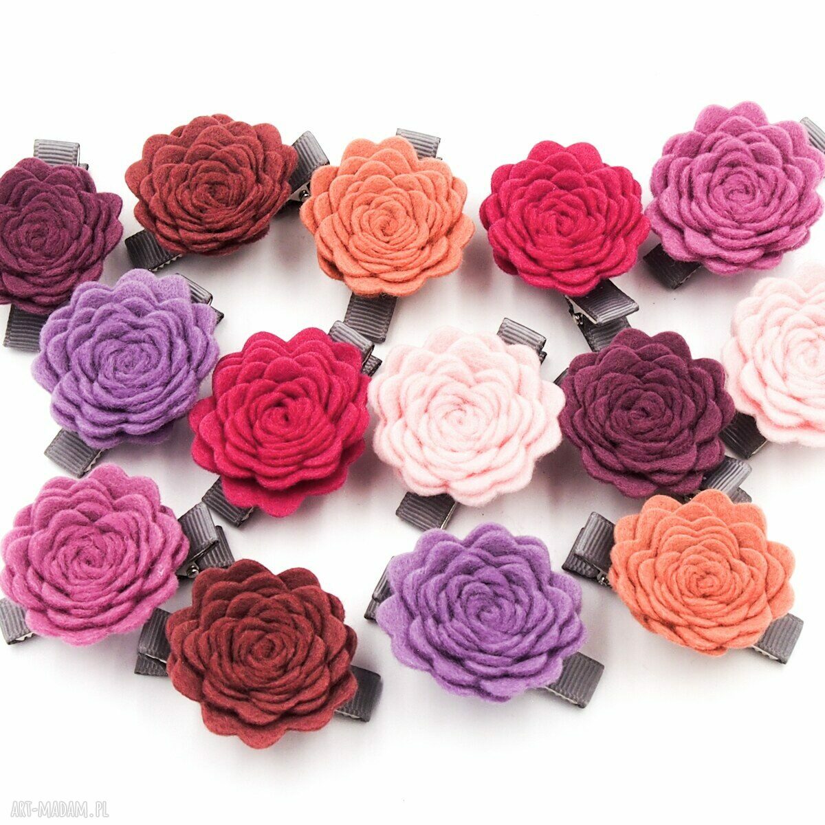 Spinki do włosów różyczki Pink Roses - zestaw 2 szt. z filcu