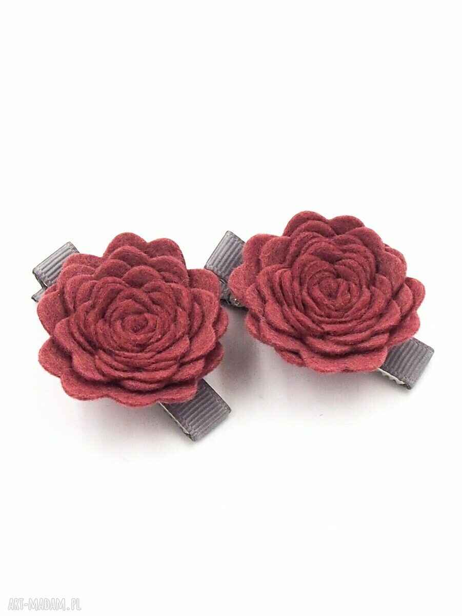 Spinki do włosów różyczki z filcu Victorian Rose - zestaw 2 szt.