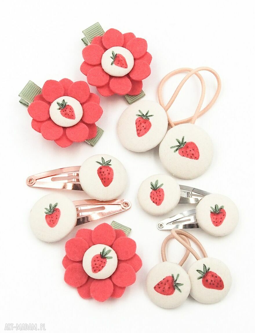 Spinki do włosów kwiatki truskawki Strawberry