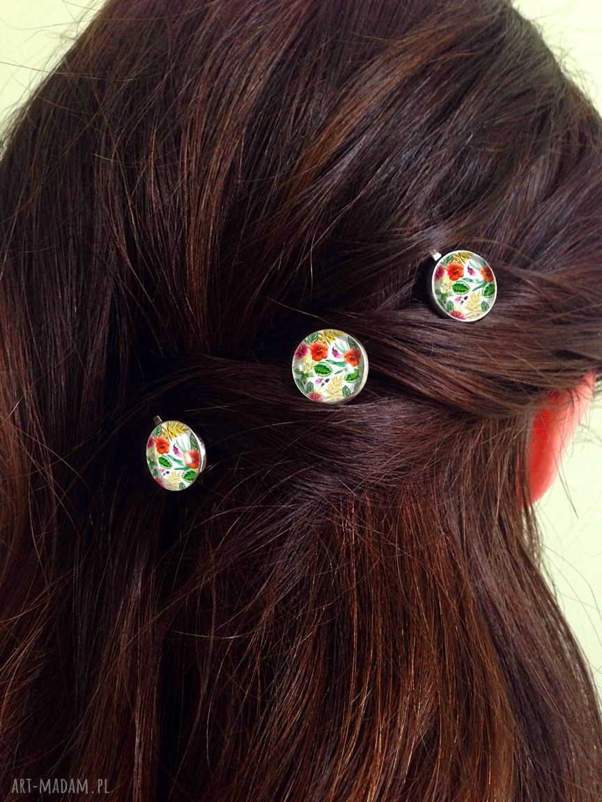 ozdoby do włosów: Egzotyczne kwiaty 3 wsuwki do włosów Autorskie
