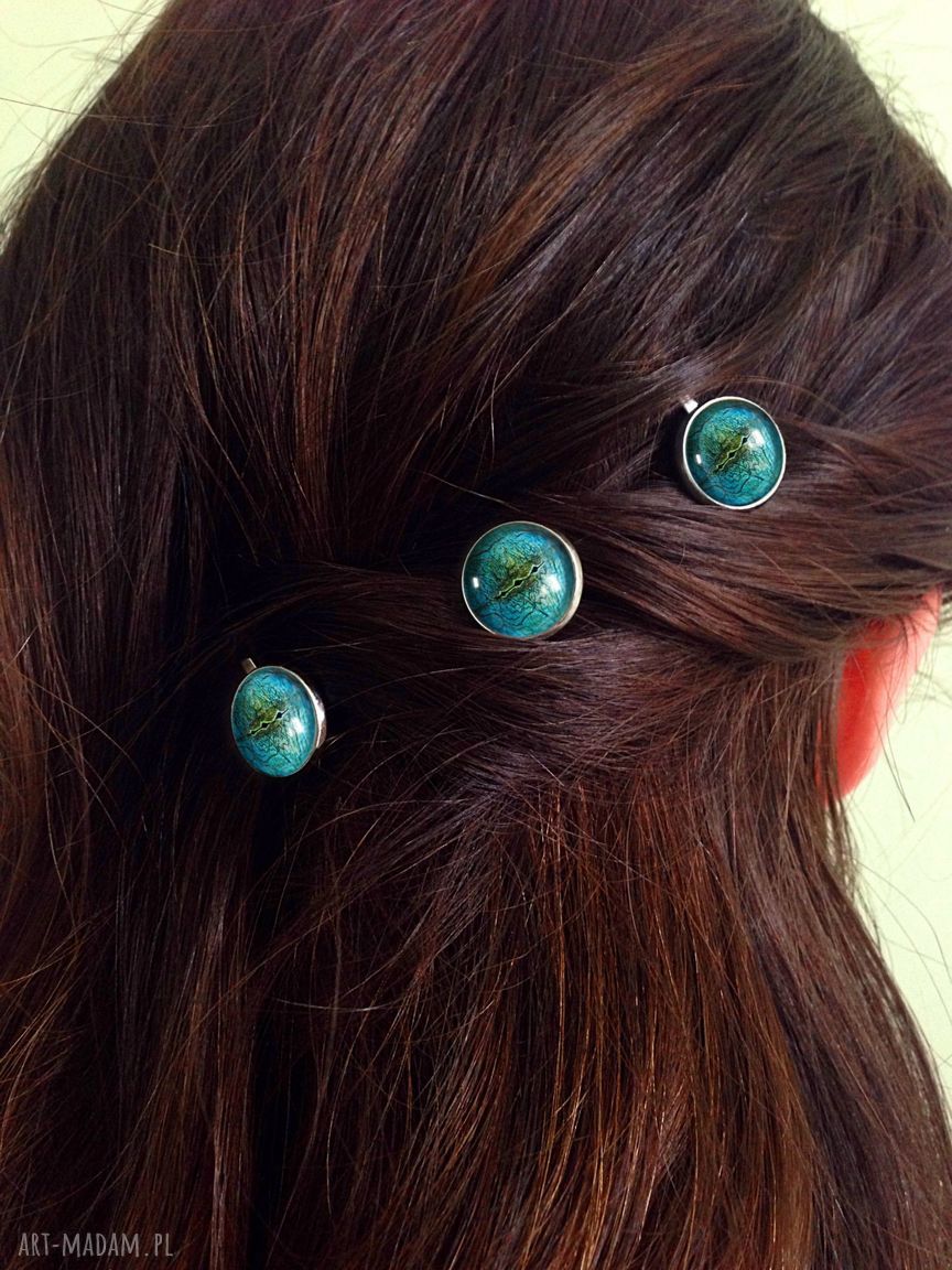 Oko jaszczura wsuwki włosów spinki komplet trzech ręcznie