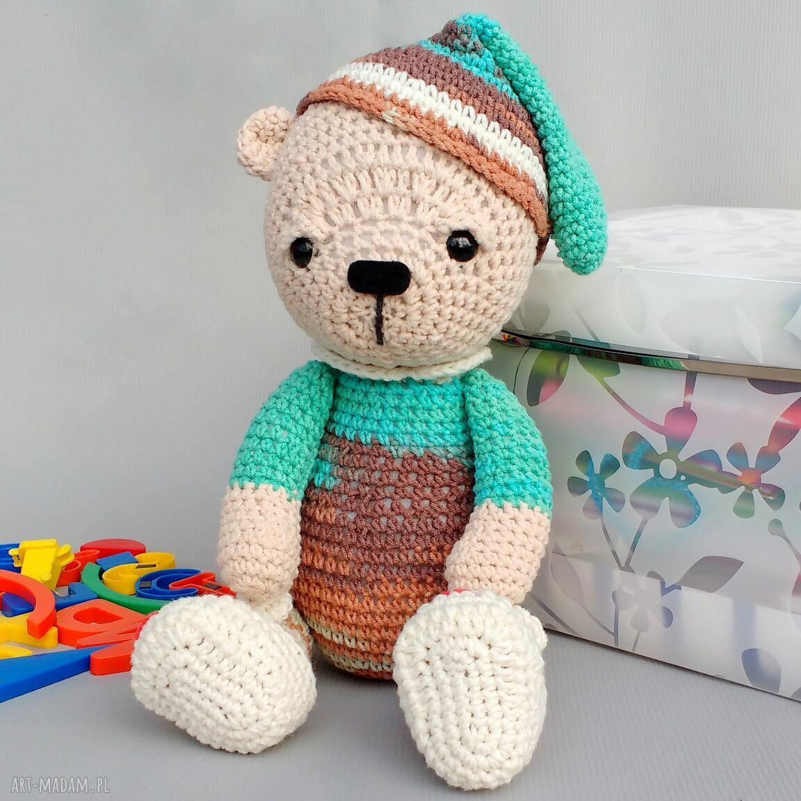 Śpioch Wojtek - przytulanka dla niemowląt, miękki miś 30 cm