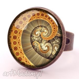 ośmiornica - pierścionek regulowany, graficzny, spirala