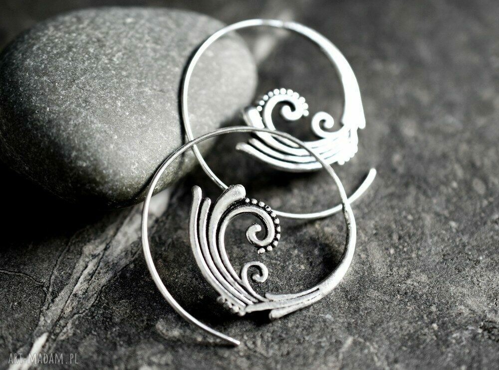 Spirit of Life - posrebrzane kolczyki spirale w orientalnym stylu (ok. 40 mm)