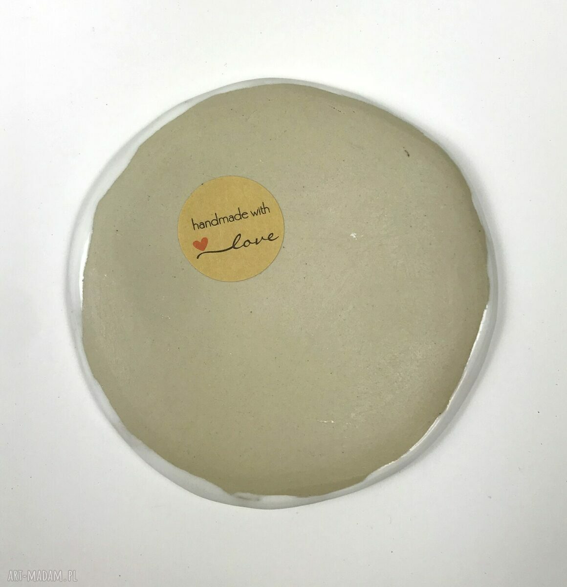 Turkusowo-biały ceramiczny spodeczek na biżuterię (10,5 cm) - handmade