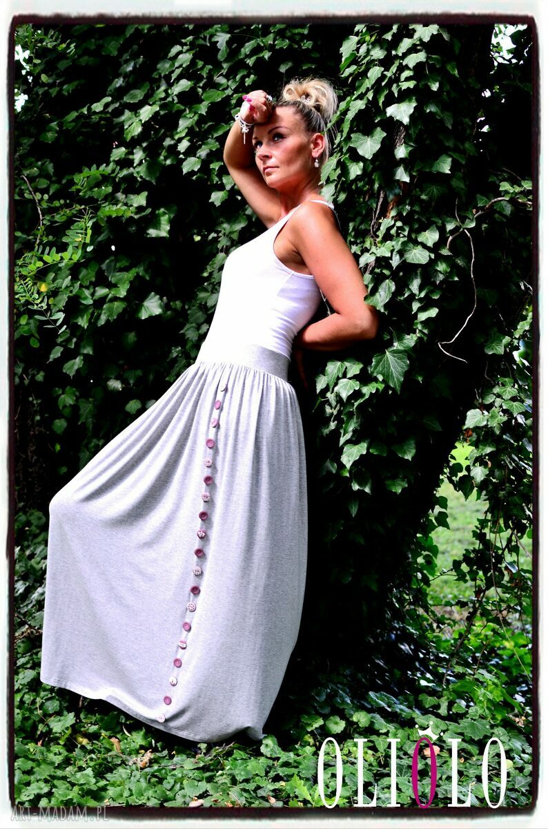 Spódnica maxi szara / róż - oversize - oliolo - sale!!!