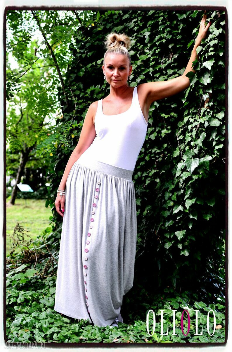 Spódnica maxi szara / róż - oversize - oliolo - sale!!!