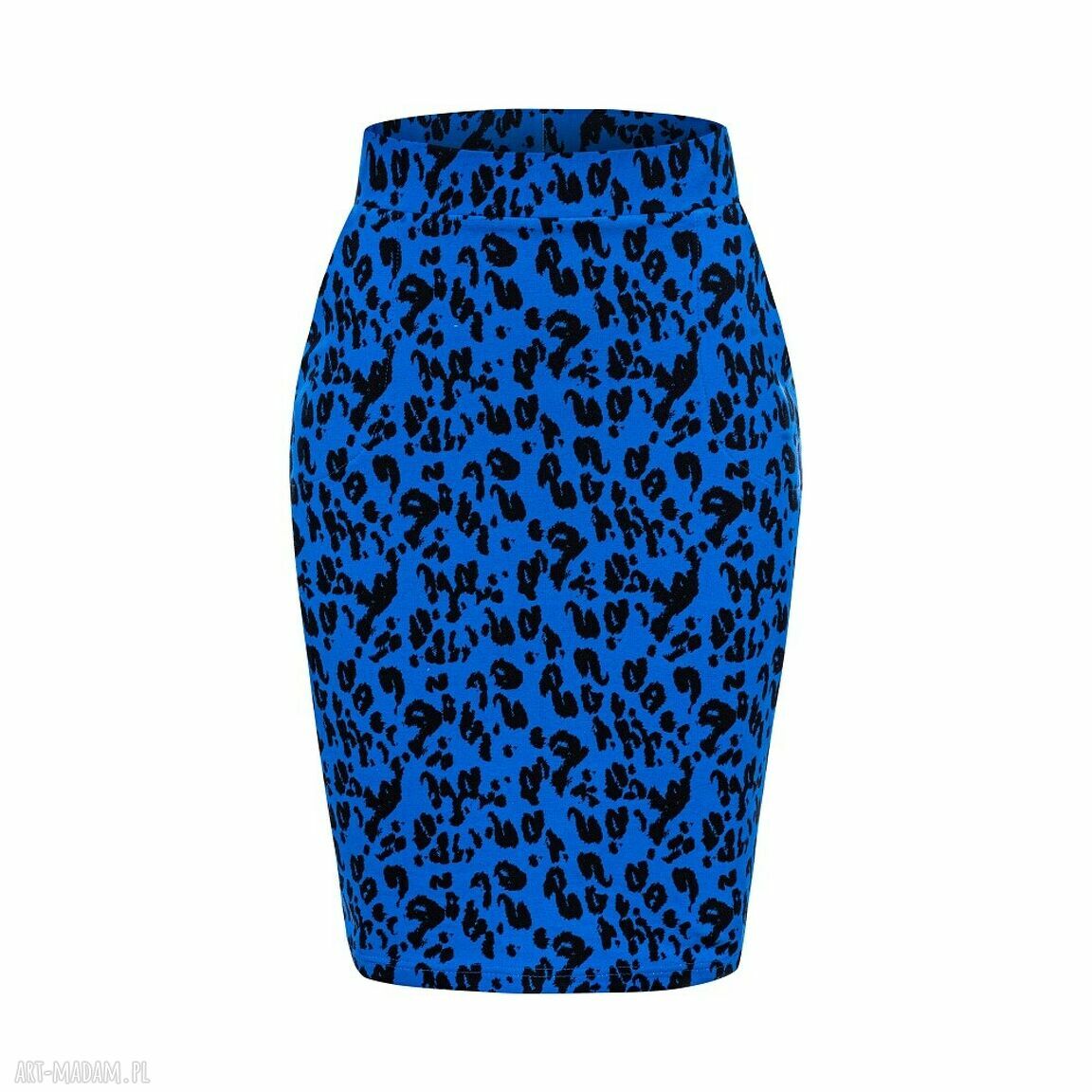 Spódnica klasyczna ołówkowa kobaltowa pantera bawełniana sportowa