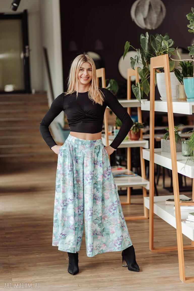spodnie: spódnico spodnie lekkie kwiatki HandMade