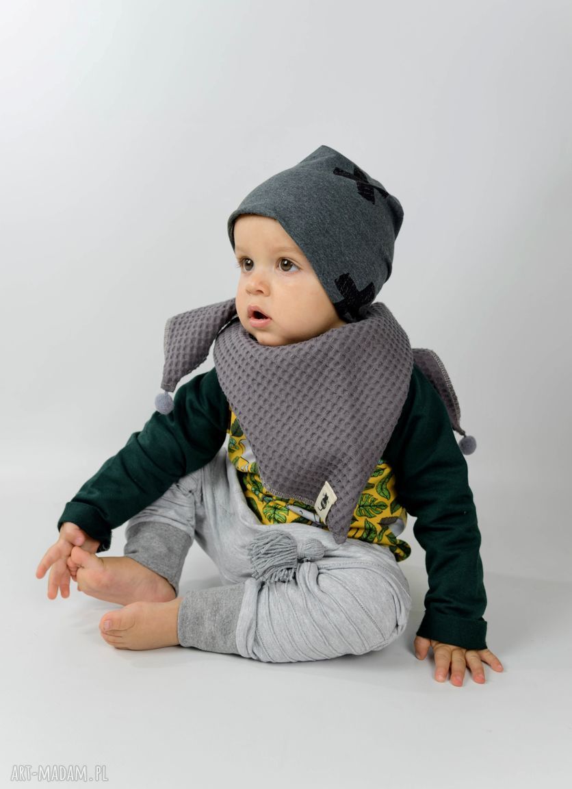 Spodnie baggy dla dzieci w szarym melanżu - Cudi KIDS (handmade)