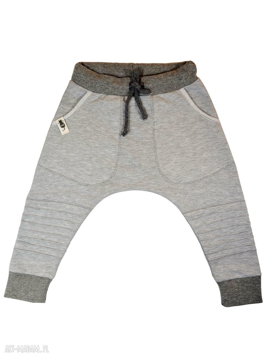 Spodnie baggy dla dzieci w szarym melanżu - Cudi KIDS (handmade)