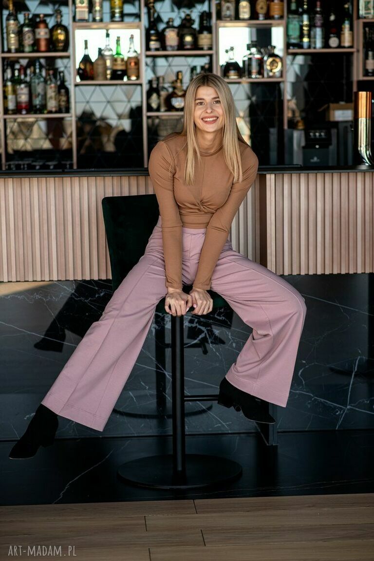 spodnie: Spodnie szwedy pudrowy róż autorskie