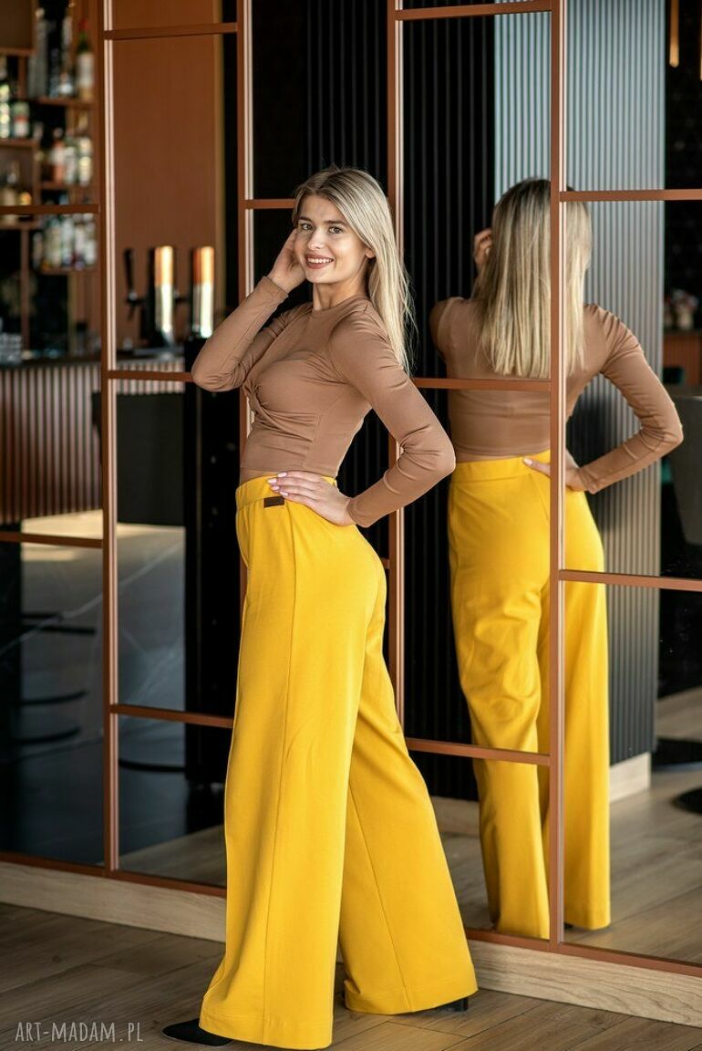 spodnie: Spodnie szwedy żółte autorskie