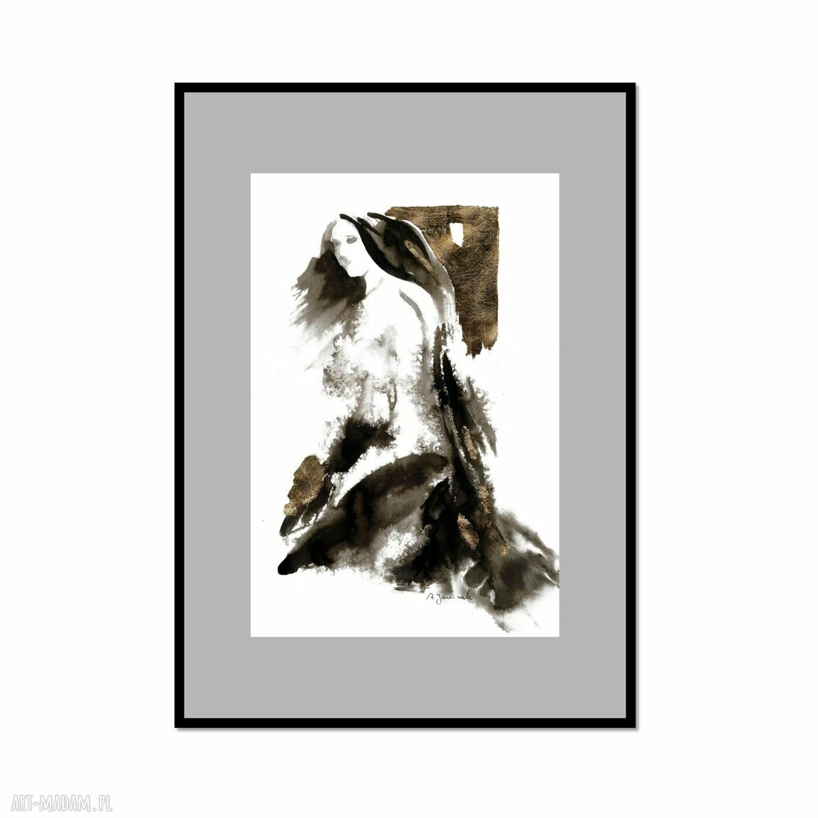 „SPOJRZENIE” - grafika ze złoceniem 30x42 cm