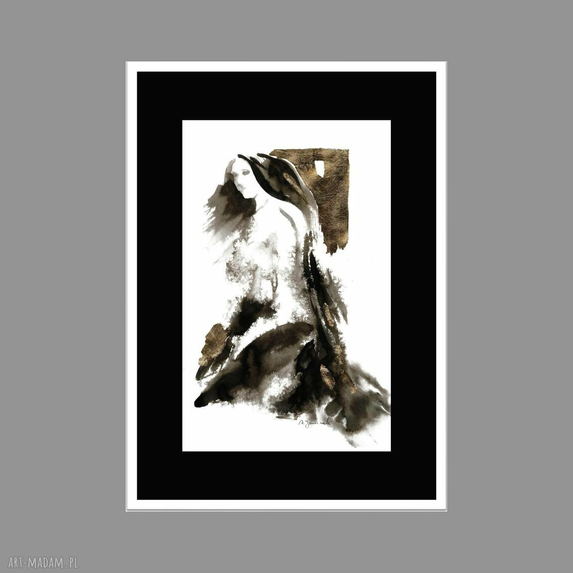 „SPOJRZENIE” - grafika ze złoceniem 30x42 cm