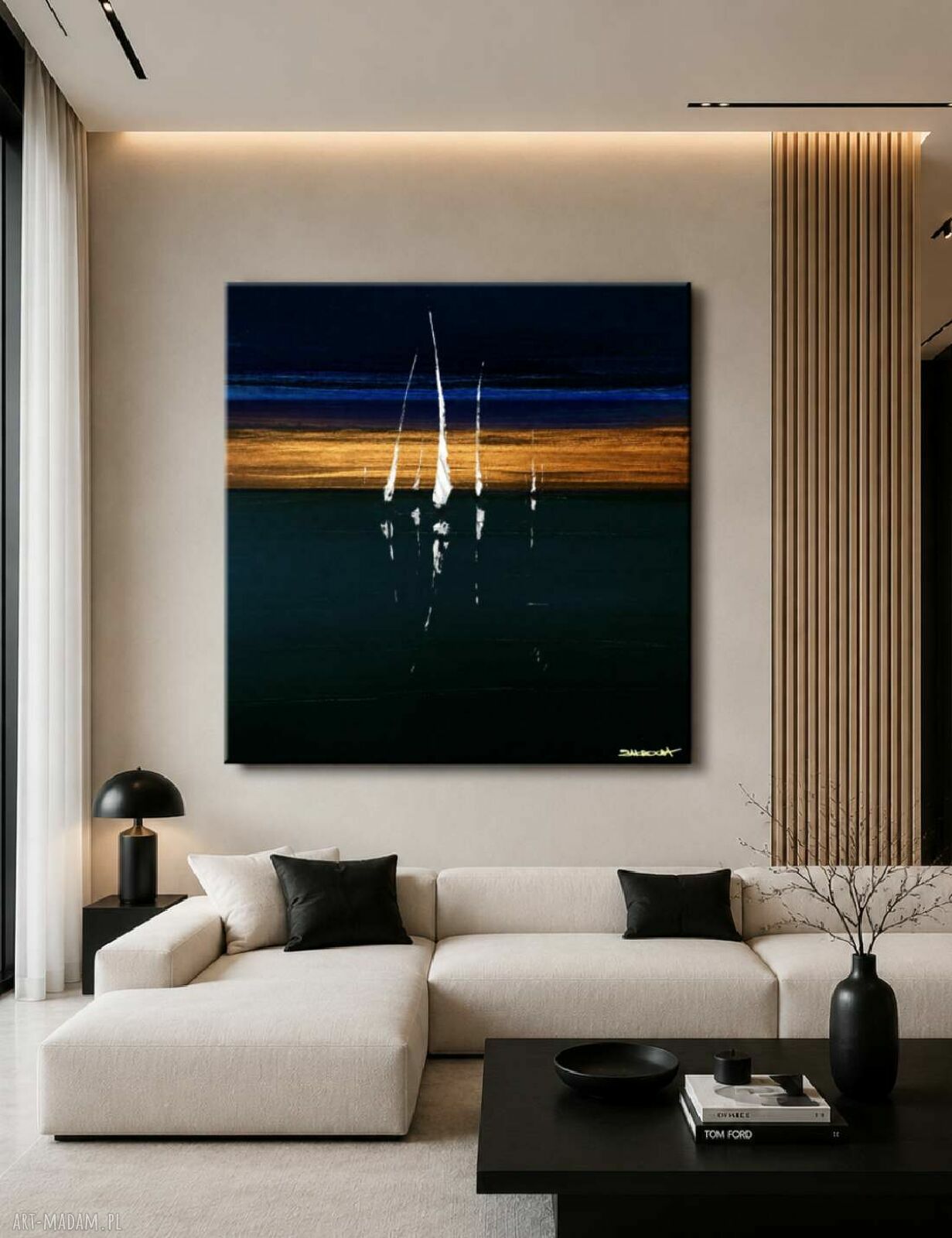 Spokój morza - marynistyczny obraz ręcznie malowany 120x120 cm