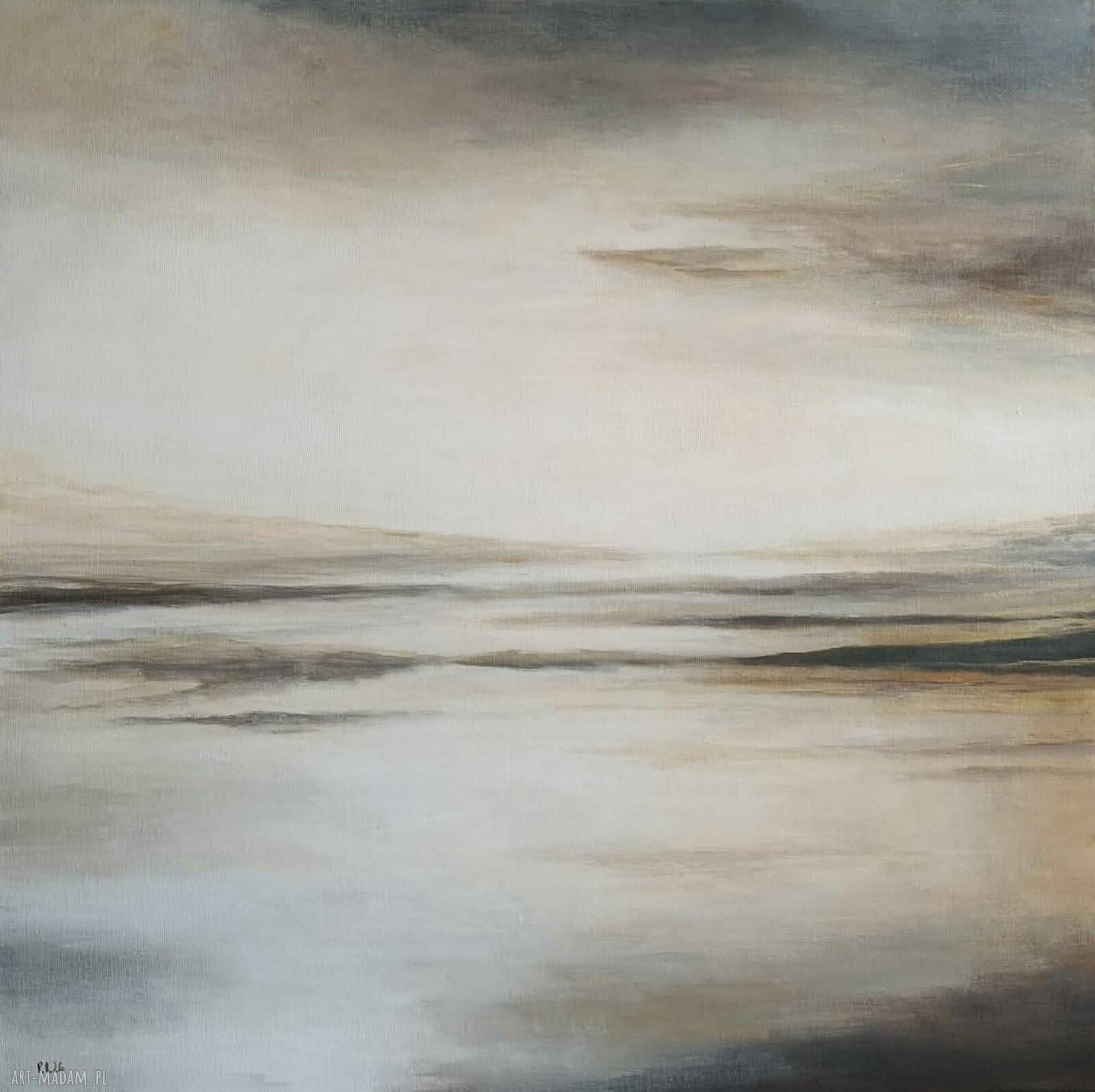 Spokój szarości i złota - obraz akrylowy na płótnie 50x50 cm, gotowy do zawieszenia