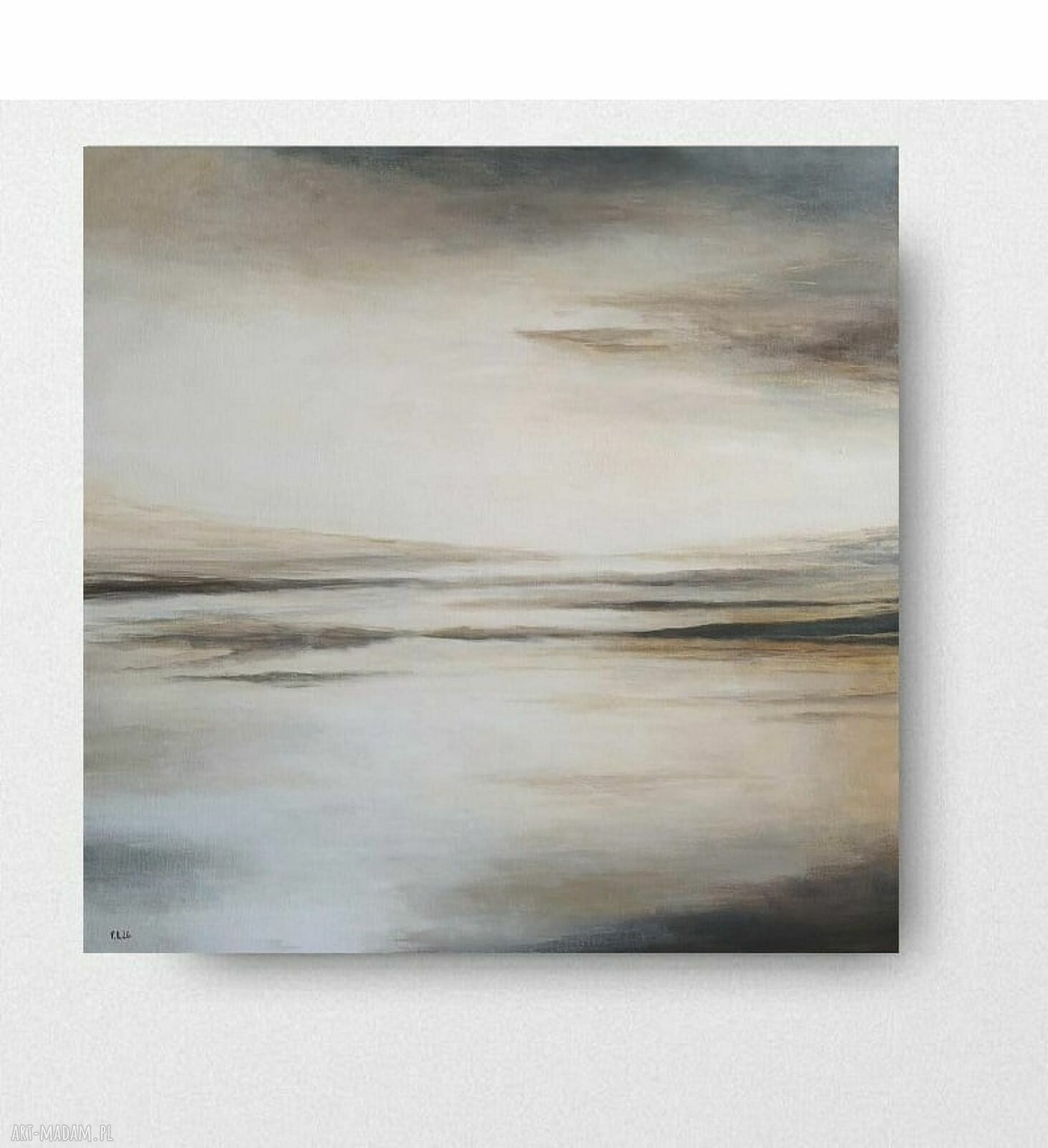 Spokój szarości i złota - obraz akrylowy na płótnie 50x50 cm, gotowy do zawieszenia