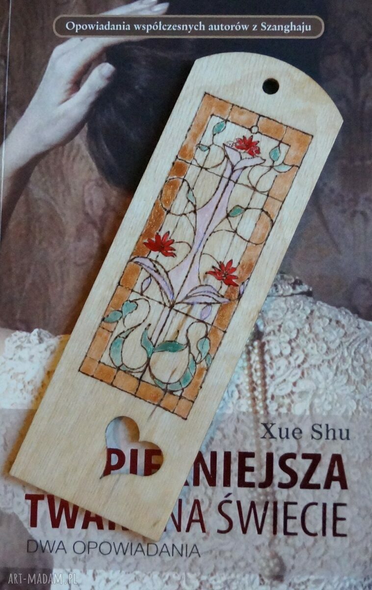zakładki: Jesienna Secesja drewniana zakładka ręcznie wypalana hand made