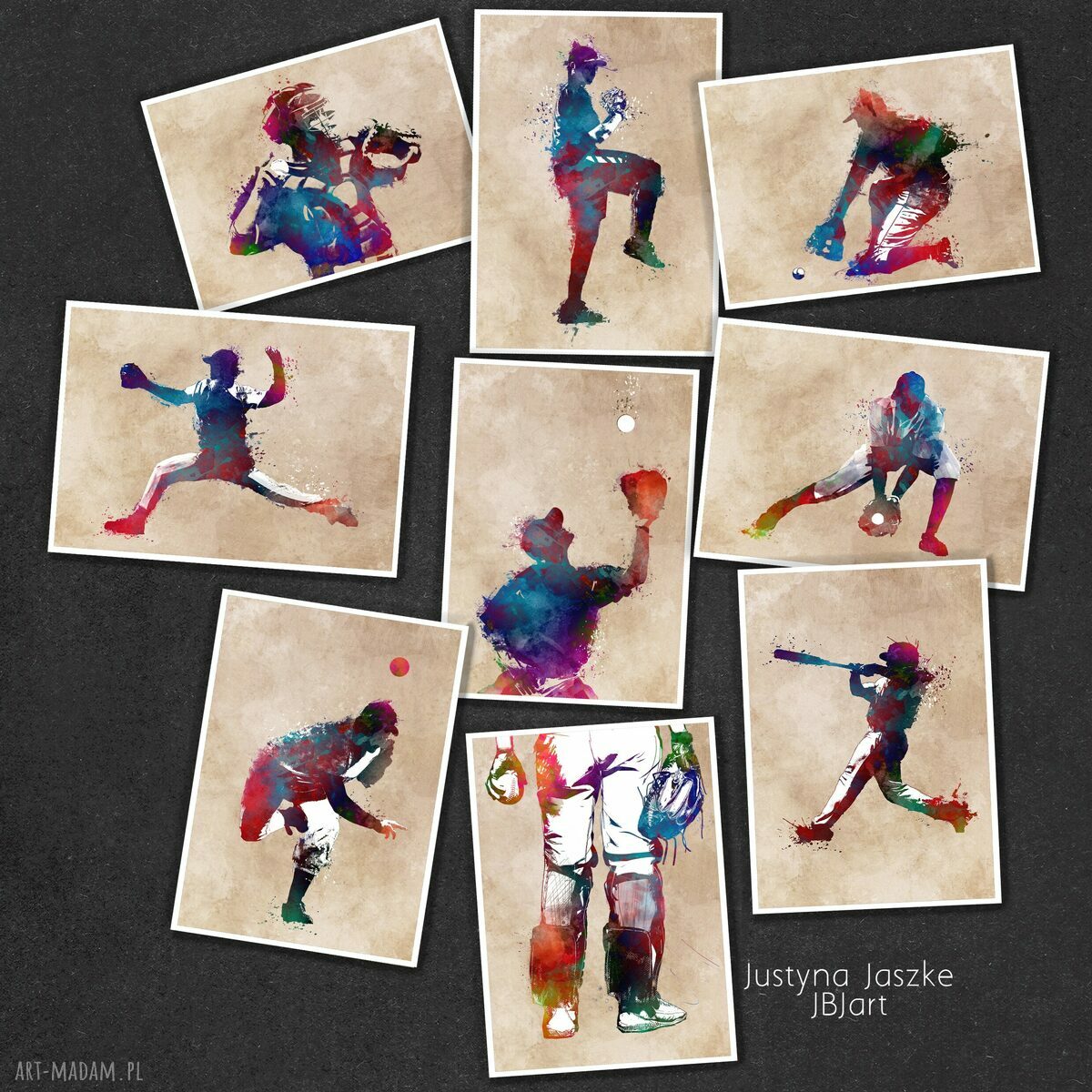 Sport Baseball - zestaw 9 grafik w rozmiarze 13x18 cm