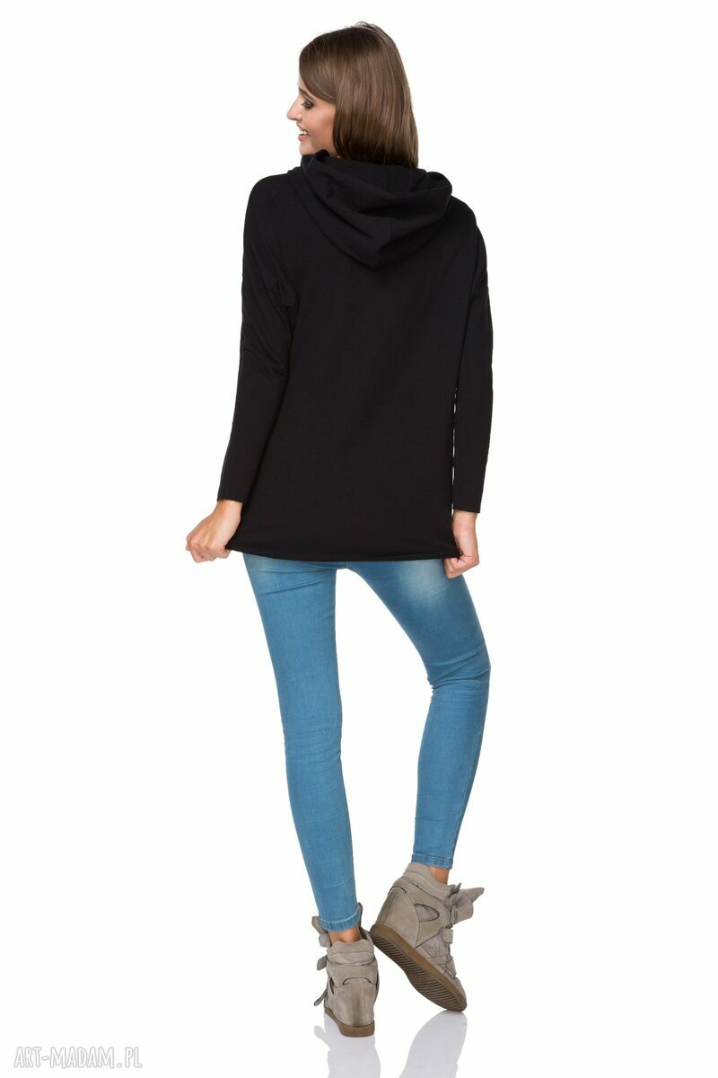 Sportowa bluza z kapturem T190 w kolorze czarnym (handmade)