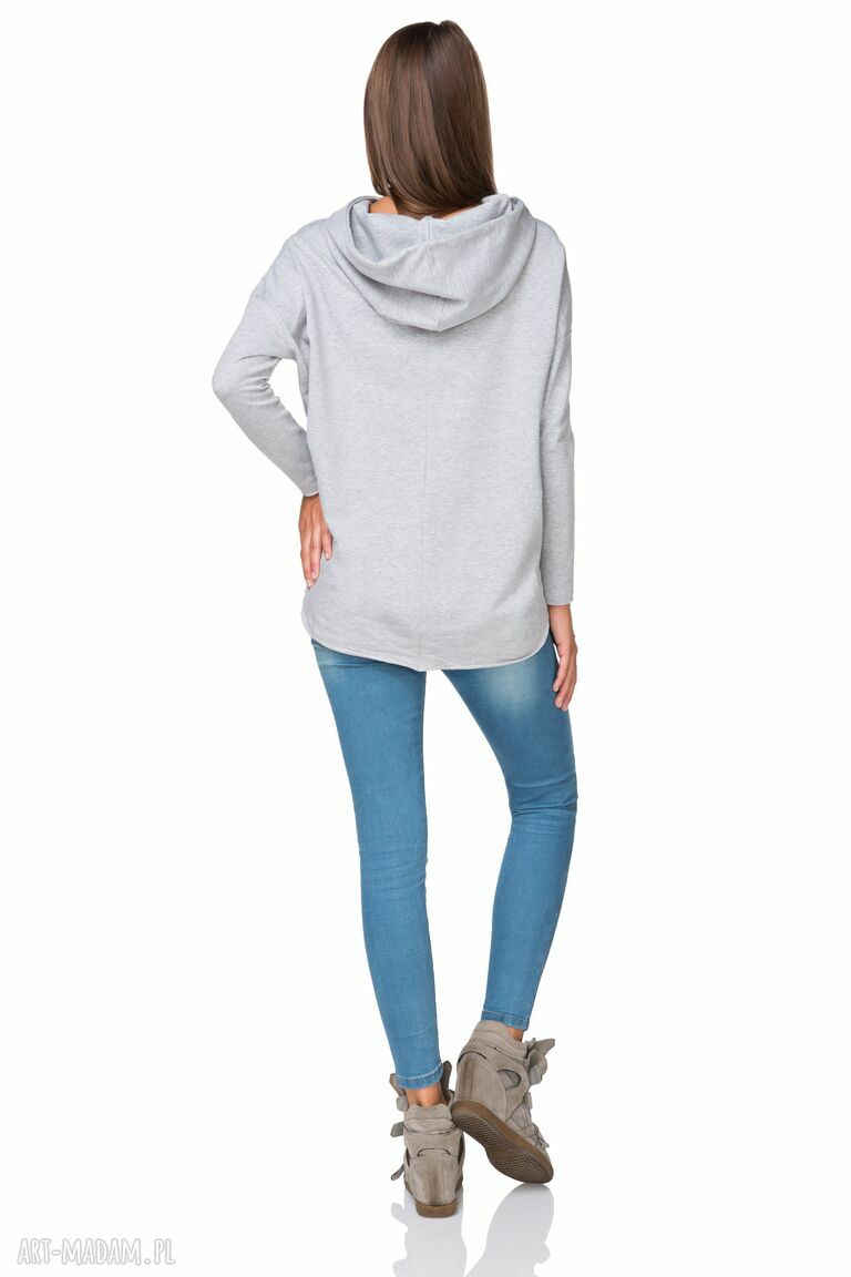 Sportowa bluza z kapturem typu kimono - jasnoszary
