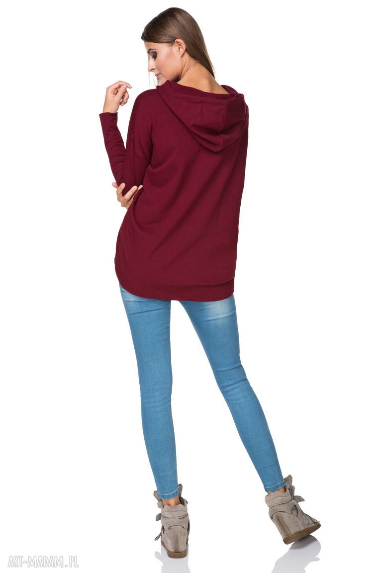 Luźna bluza z kapturem T379, zielona