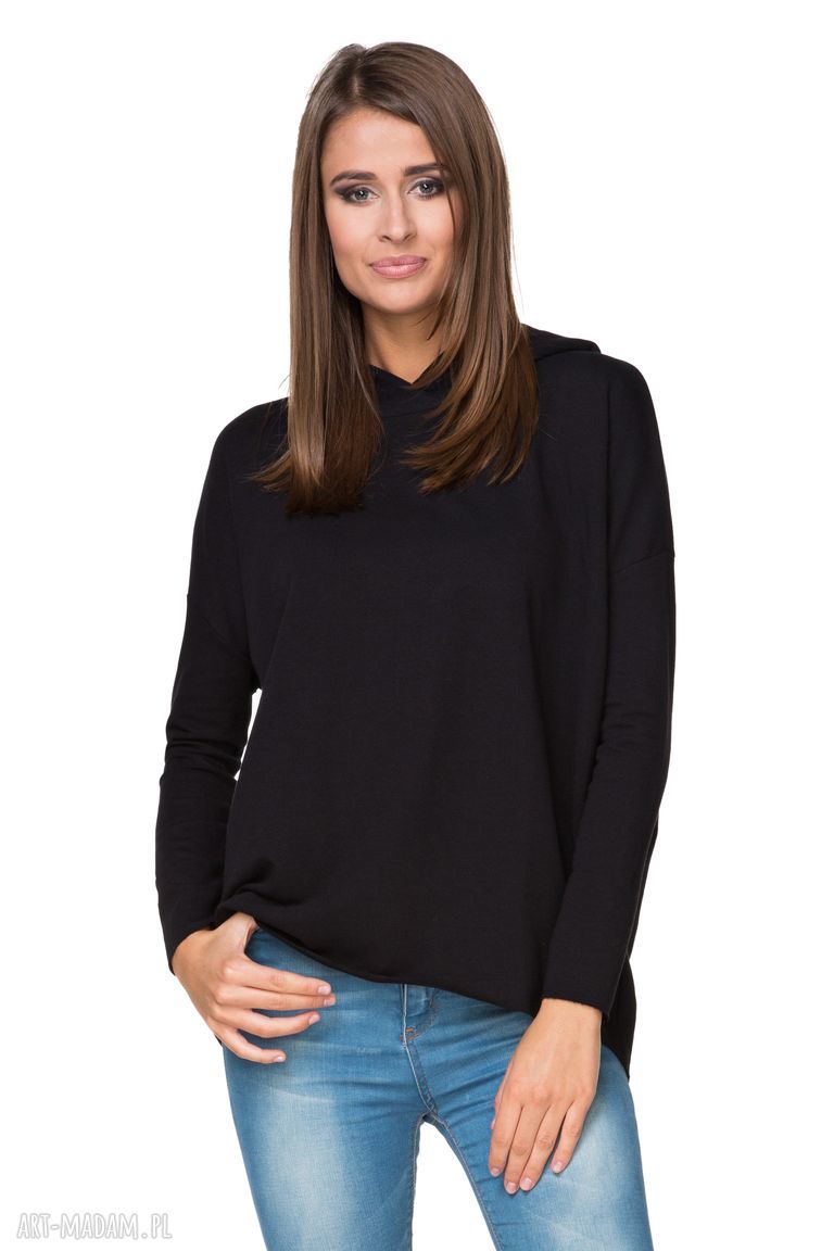 Sportowa bluza z kapturem T190 w kolorze czarnym (handmade)