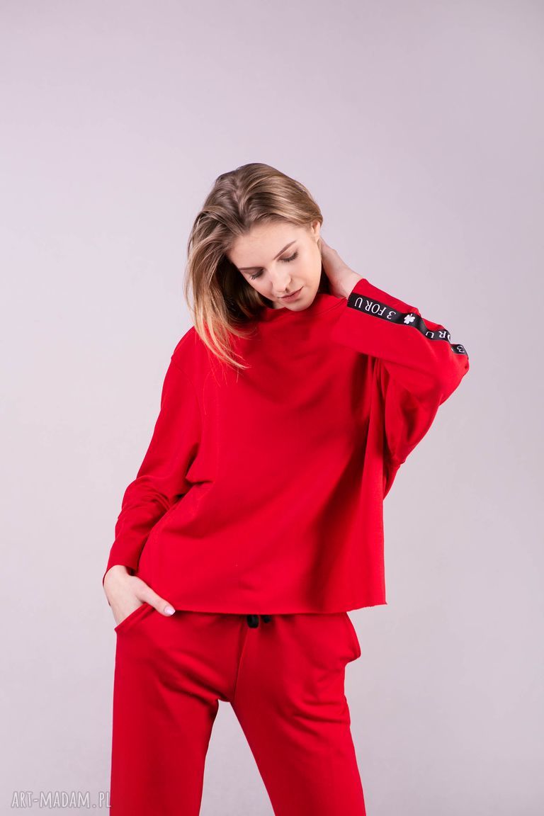Bluzka sportowa MONICA w soczystej czerwieni (oversize)