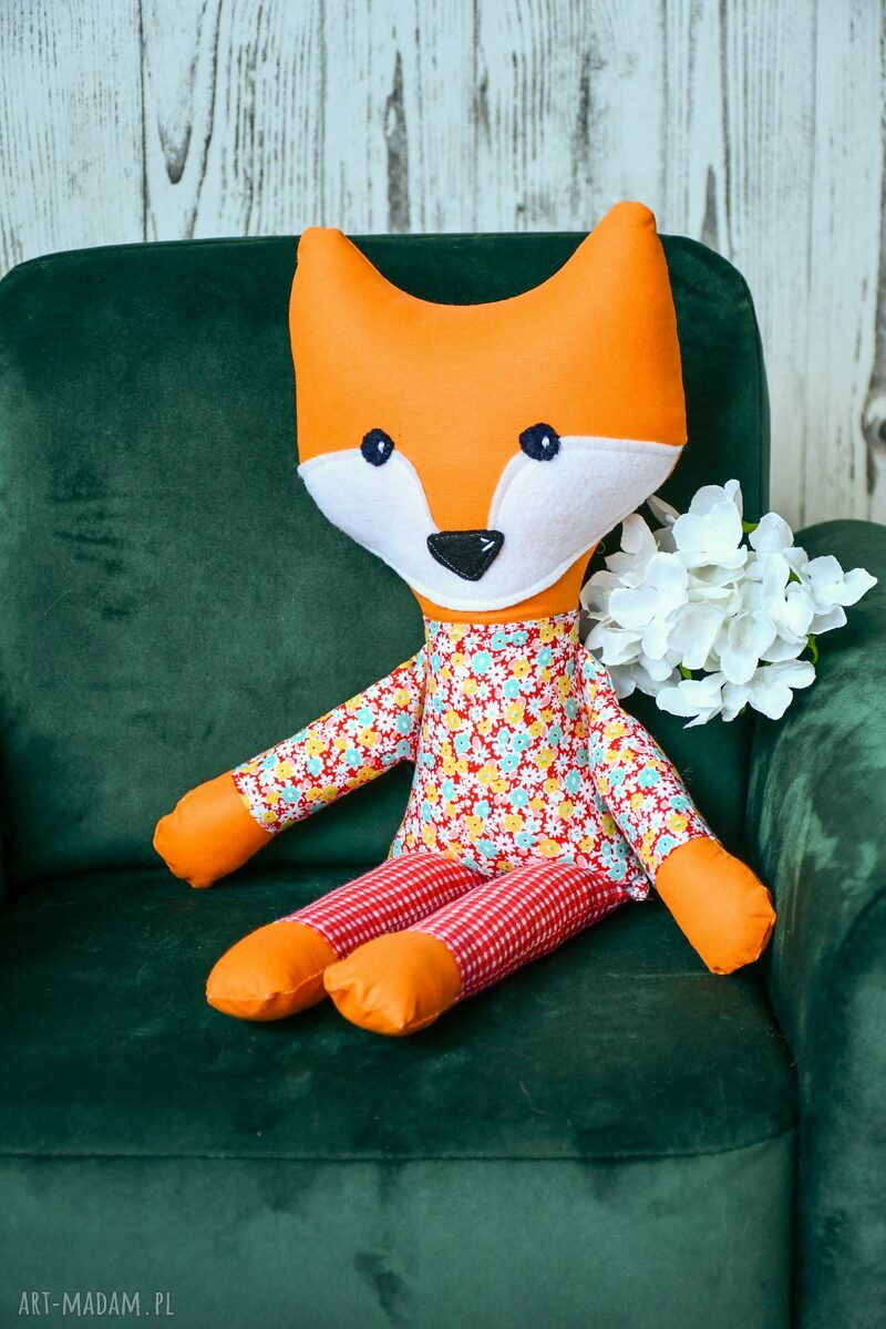 Sprytny lisek Klara - ręcznie szyta maskotka 42 cm dla dziewczynki