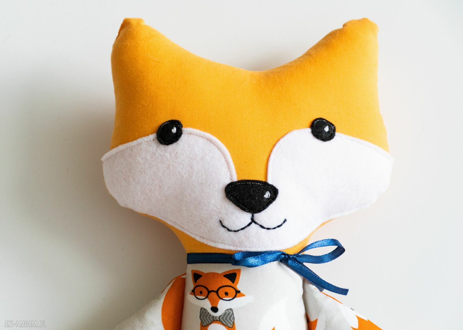 Ręcznie szyty lisek Berni 44 cm - sprytna przytulanka handmade