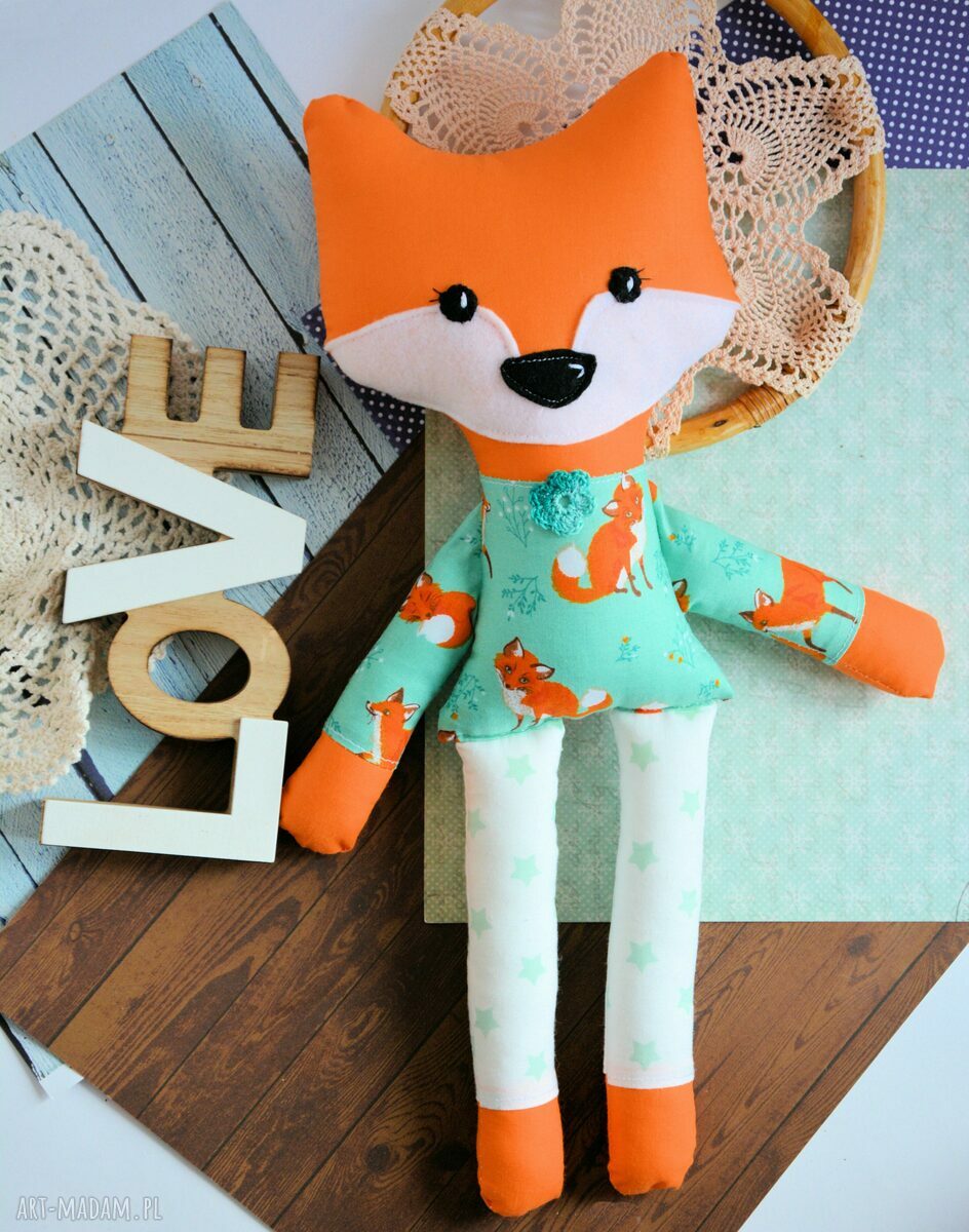 Sprytny lisek Michasia - handmade maskotka 42 cm dla dziewczynki
